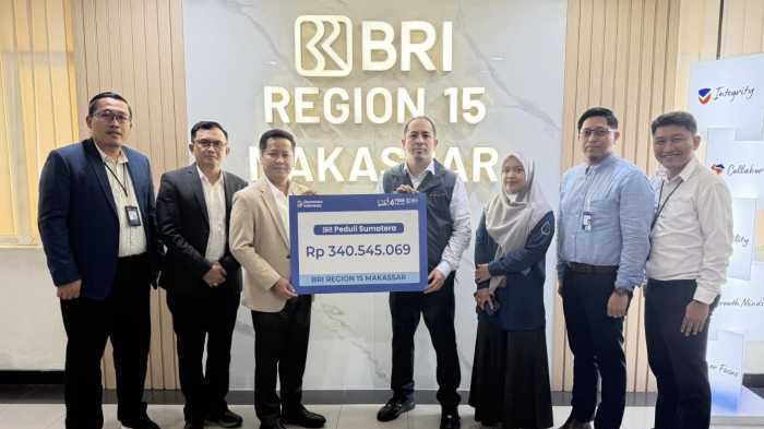 BRI Region 15 Makassar Peringati HUT dengan  Berbagai Kegiatan Sosial Termasuk Salurkan Donasi ke Sumatera