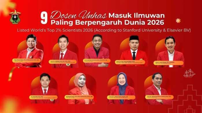 9 Ilmuwan Unhas Masuk World’s Top 2 Persen Scientists 2026